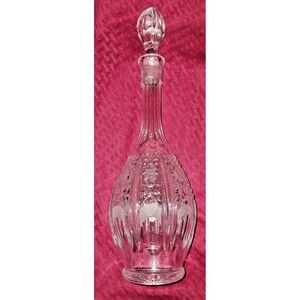 Vintage Lead Cut Crystal Star Decanter With Stopper 14.5" Tall Unmarked